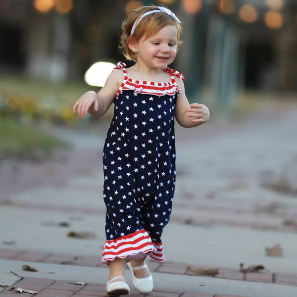 Stars & Stripes Baby Girl Romper