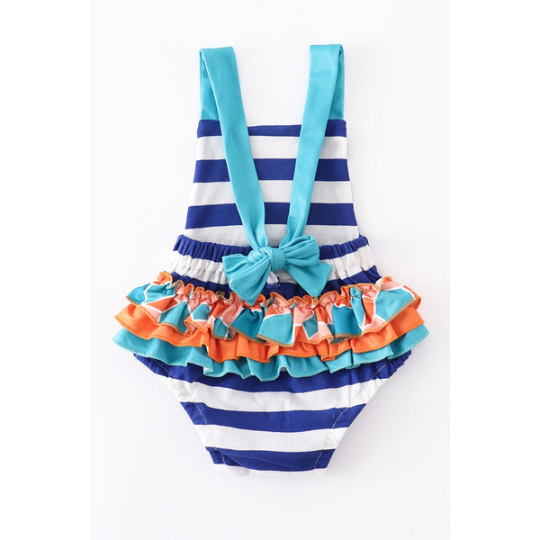 Striped Turtle Ruffle Baby Girl Bubble
