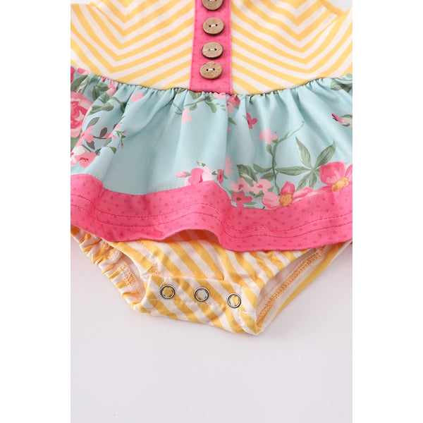 Mustard Floral Ruffle Baby Bubble