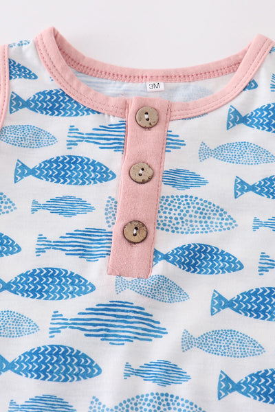 Blue Fish Baby Romper