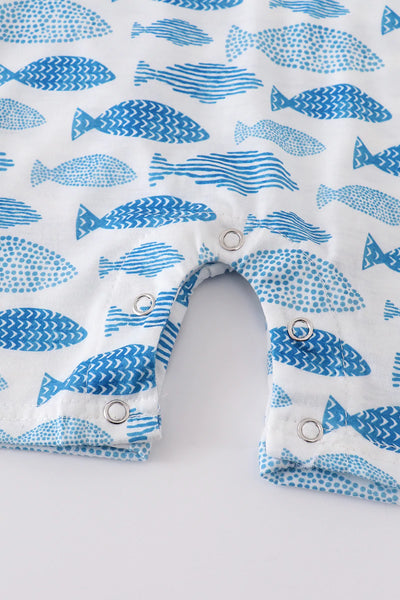 Blue Fish Baby Romper