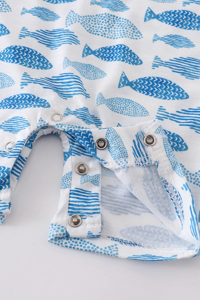 Blue Fish Baby Romper