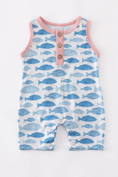 Blue Fish Baby Romper