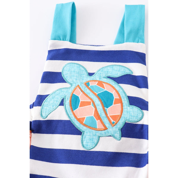 Striped Turtle Ruffle Baby Girl Bubble