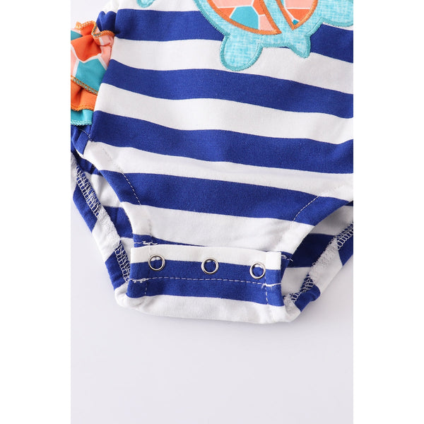 Striped Turtle Ruffle Baby Girl Bubble