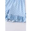 Blue rainbow ruffle shorts set