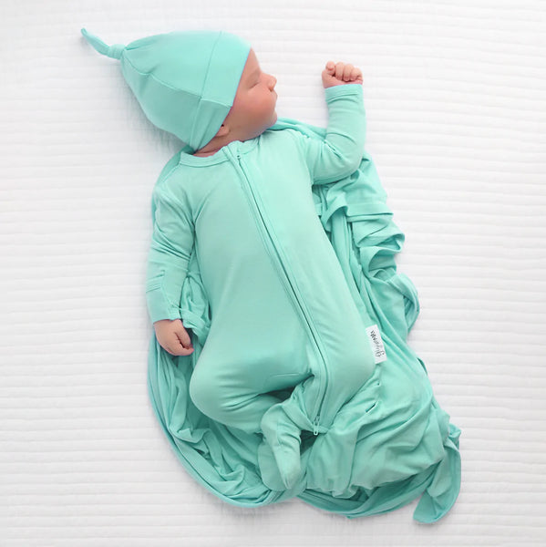 Finley Bamboo Mint Newborn Footed Zip