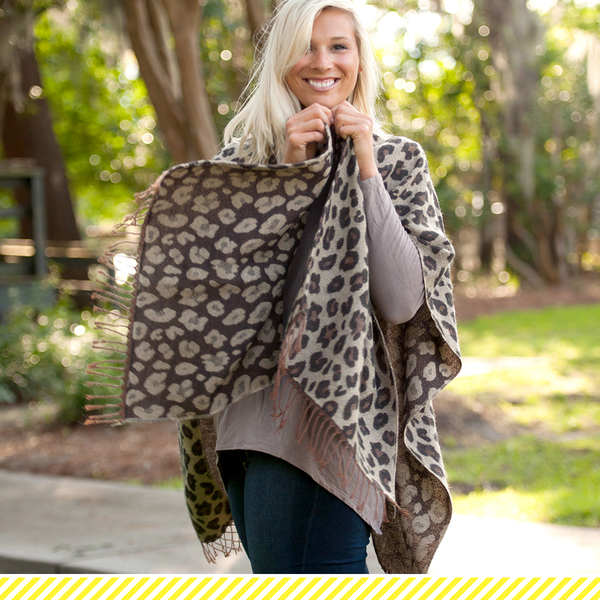 Leopard Kennedy Shawl - Little Pink Princess Boutique