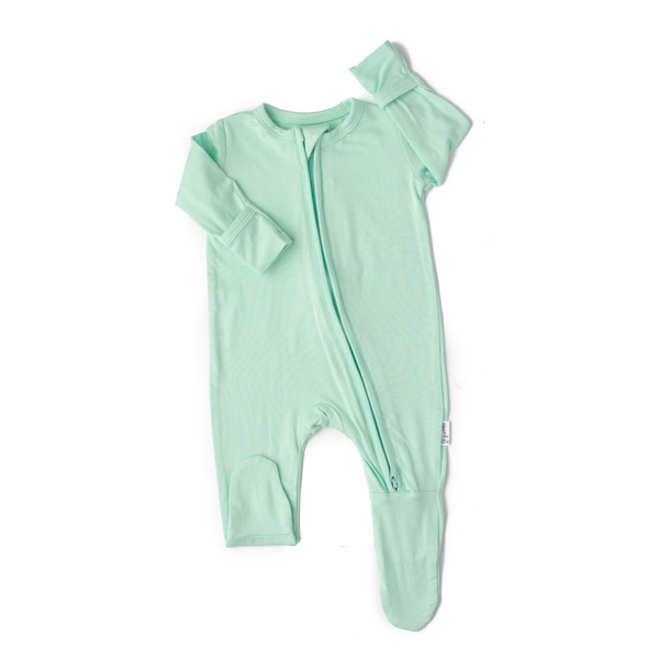 Finley Bamboo Mint Newborn Footed Zip