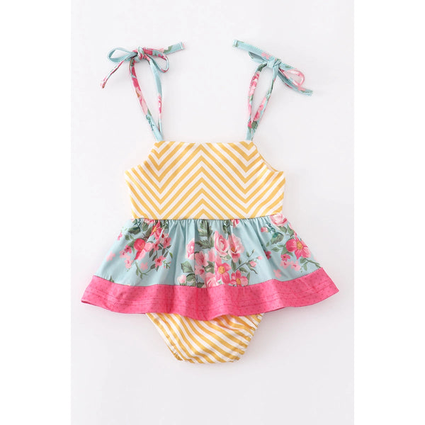 Mustard Floral Ruffle Baby Bubble