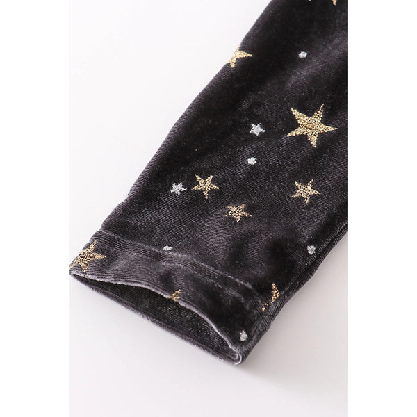 Green Velvet Star Ruffle Dress