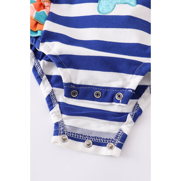 Striped Turtle Ruffle Baby Girl Bubble