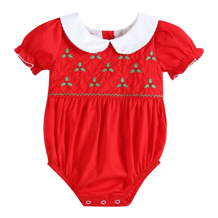 open lace back dress Red Mistletoe Christmas Baby Bubble Romper – Little Pink Princess Boutique