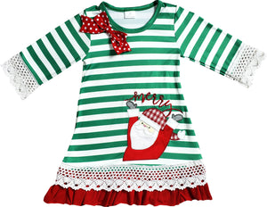 Green Striped Christmas Santa Dress