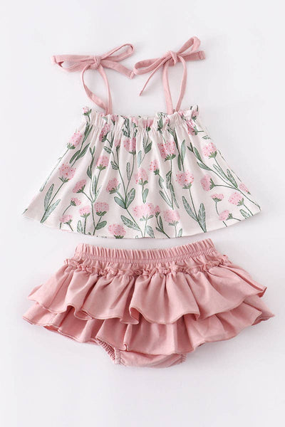 Pink Floral Ruffle Baby Set
