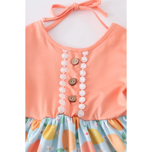 Coral Lemon Ruffle Dress