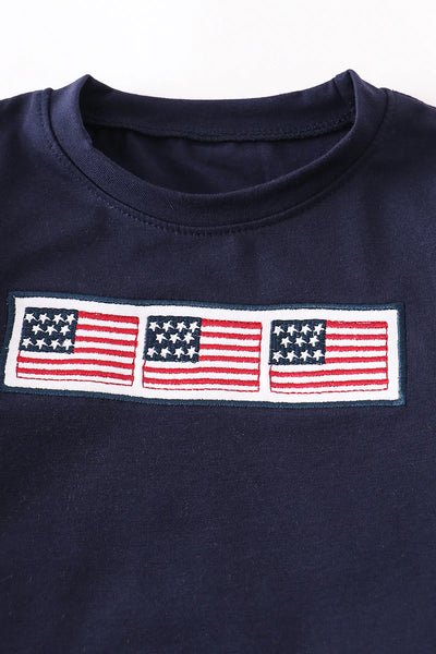 Patriotic Flag Embroidery Boy Set