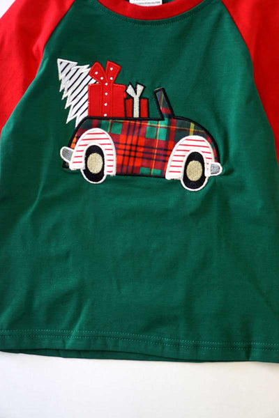 Christmas Tree Car Green Raglan