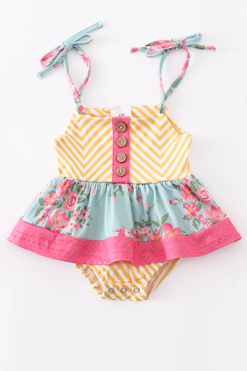 Mustard Floral Ruffle Baby Bubble