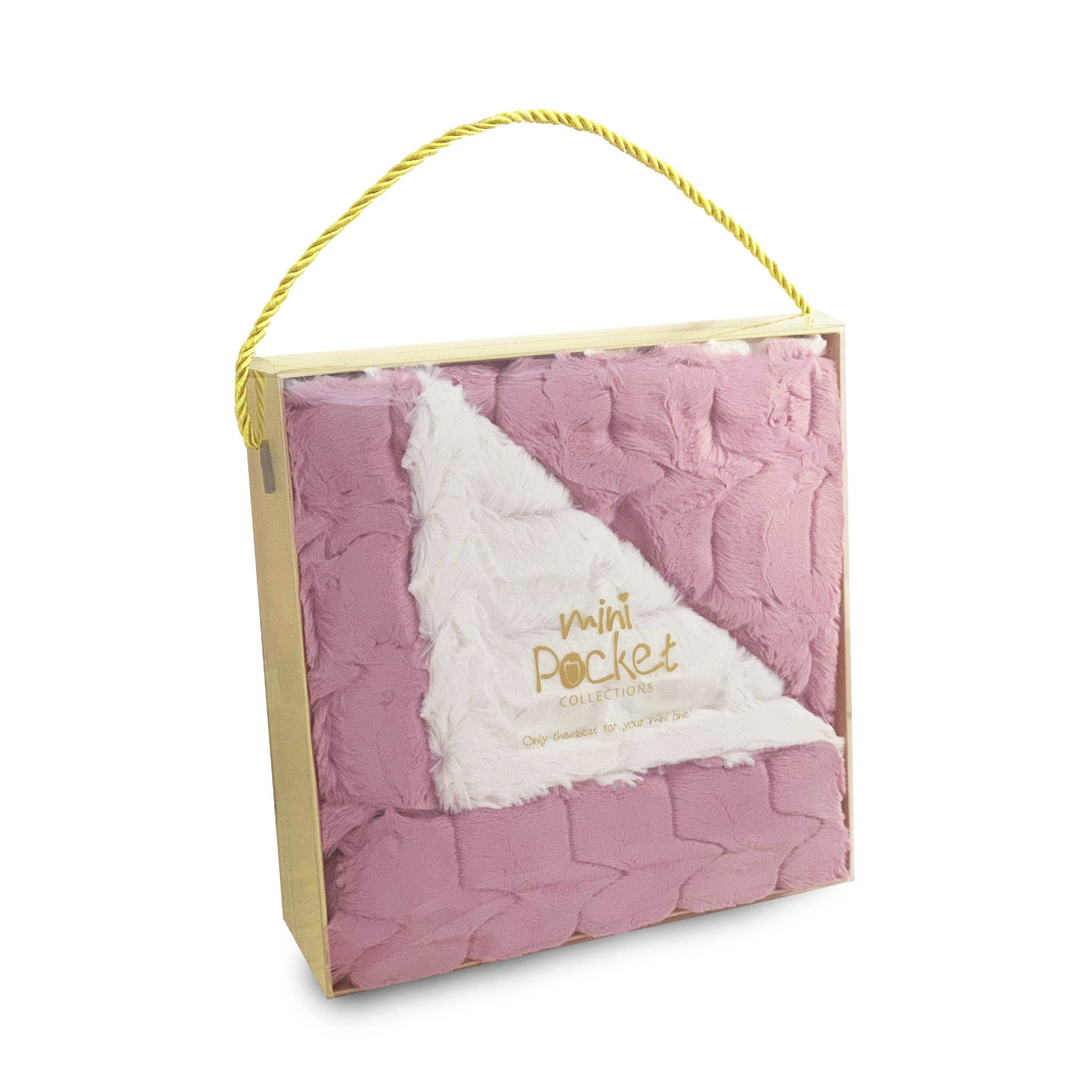 FAUX FUR PINK/CREAM WAVY BABY BLANKET IN GIFT BOX