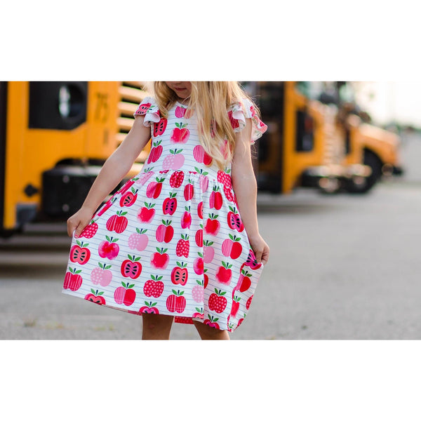 Back to school apple  ruffle dress