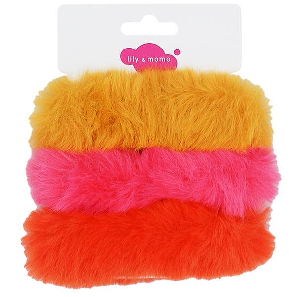 Fluffy Orange Fur Hair Scrunchie Neon Colored Faux Fur Hair Scrunchies, Hair Tie Accessories  main image 2