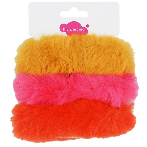 Furry Scrunchie - Maize, Hot Pink, Orange