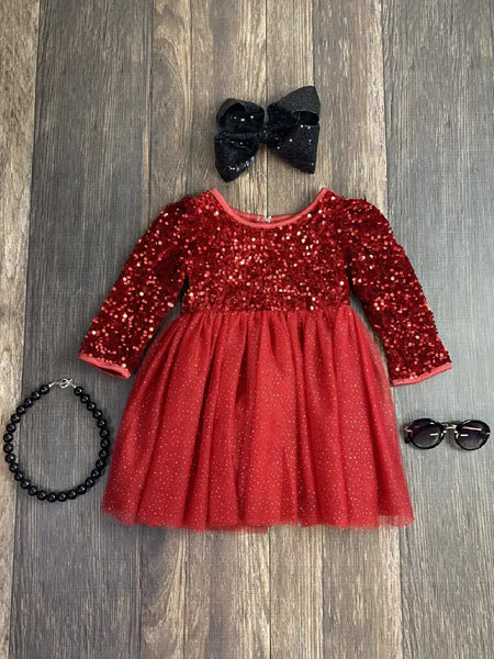 Red Sequin Tulle Dress