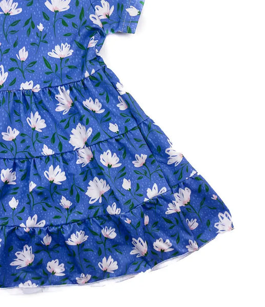 Blue Floral Tiered Dress