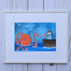 Tea with an Octopus Framed Art Print