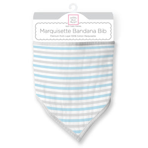 Marquisette Bandana Bib, Simple Stripes, Pastel Blue