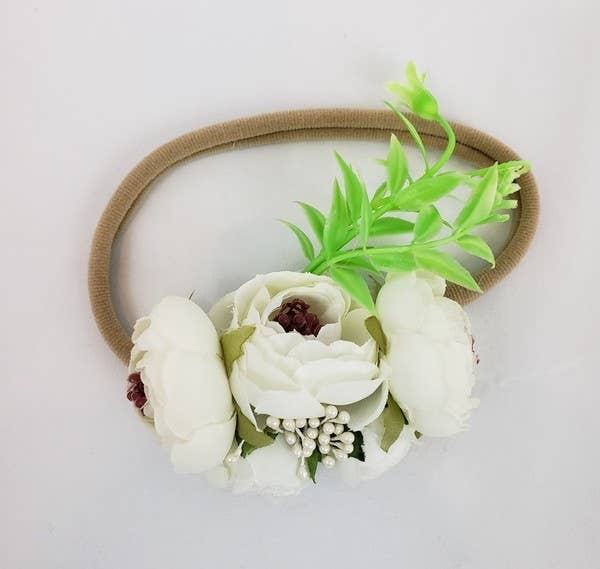 Cabbage Rose Headband-Cream