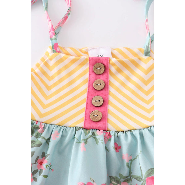 Mustard Floral Ruffle Baby Bubble
