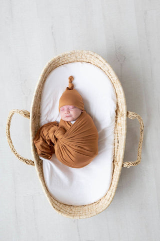 Swaddle Blanket & Baby Hat  (Newborn - 3 mo.)- Camel