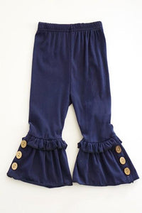 Kelly Navy Blue Button Accent Pants