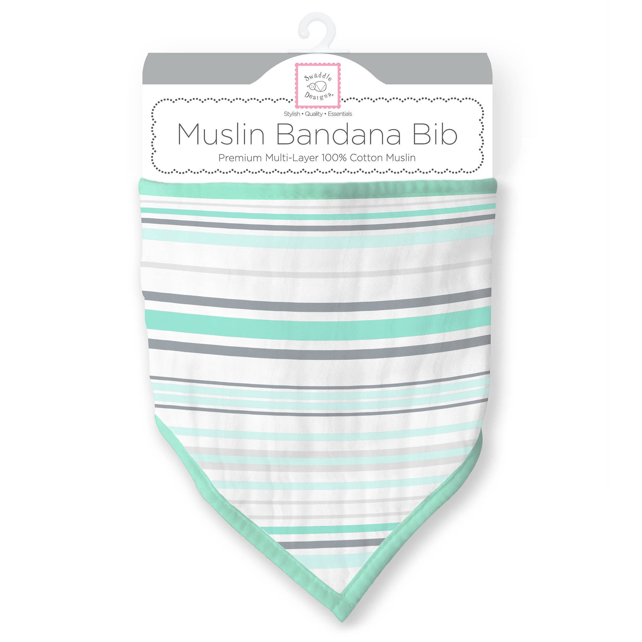 Muslin Bandana Bib, Stripes, SeaCrystal