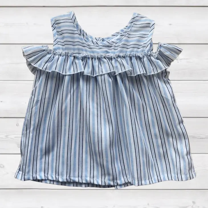 Cold Shoulder Top - Blue Stripe