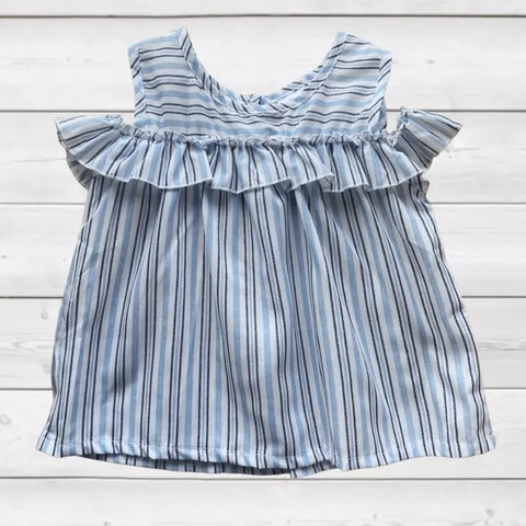 Cold Shoulder Top - Blue Stripe