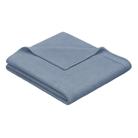 Blue 100% Cotton Knit Baby Blanket