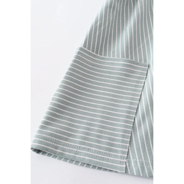 Sage stripe square neck twirl dress