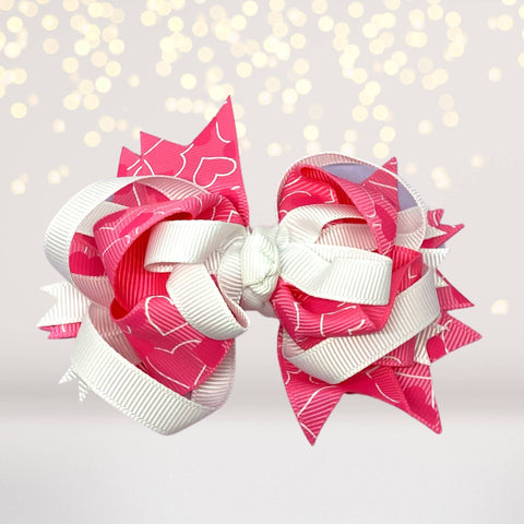 Pink Hearts Valentine's Hair Bow