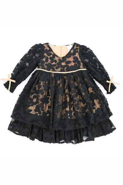 Black Lace Princess Ruffle Dress