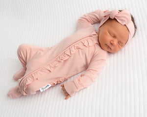 Olivia Light Pink Ruffle Bamboo Newborn ZIP