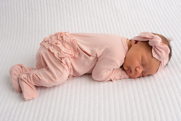 Olivia Light Pink Ruffle Bamboo Newborn ZIP