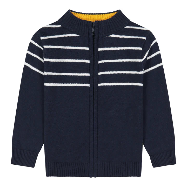 Andy & Evan Quarter Zip Sweater- Navy Stripe