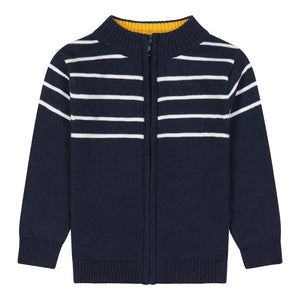 Andy & Evan Quarter Zip Sweater- Navy Stripe