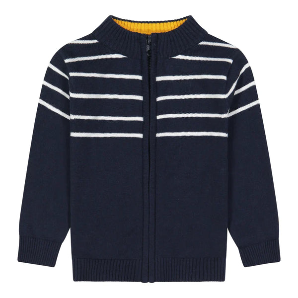 Andy & Evan Quarter Zip Sweater- Navy Stripe