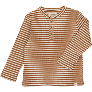 Adams Ribbed Henley- Beige Stripe