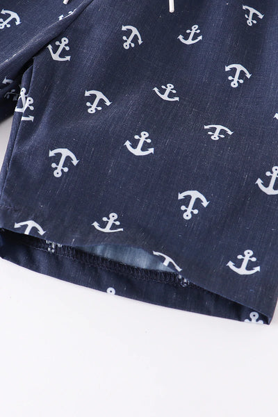 Anchor smocked  boy shorts set