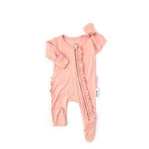 Olivia Light Pink Ruffle Bamboo Newborn ZIP